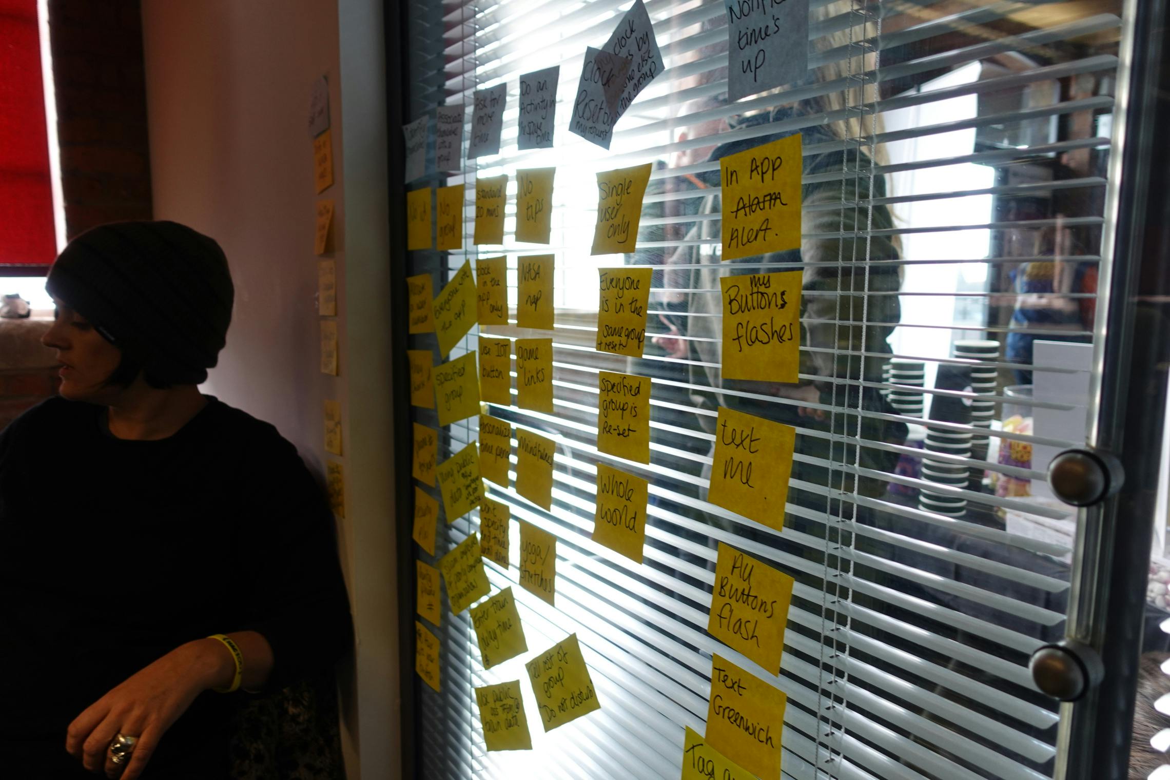 A photo of our post-it wall at Hack Manchester 2018