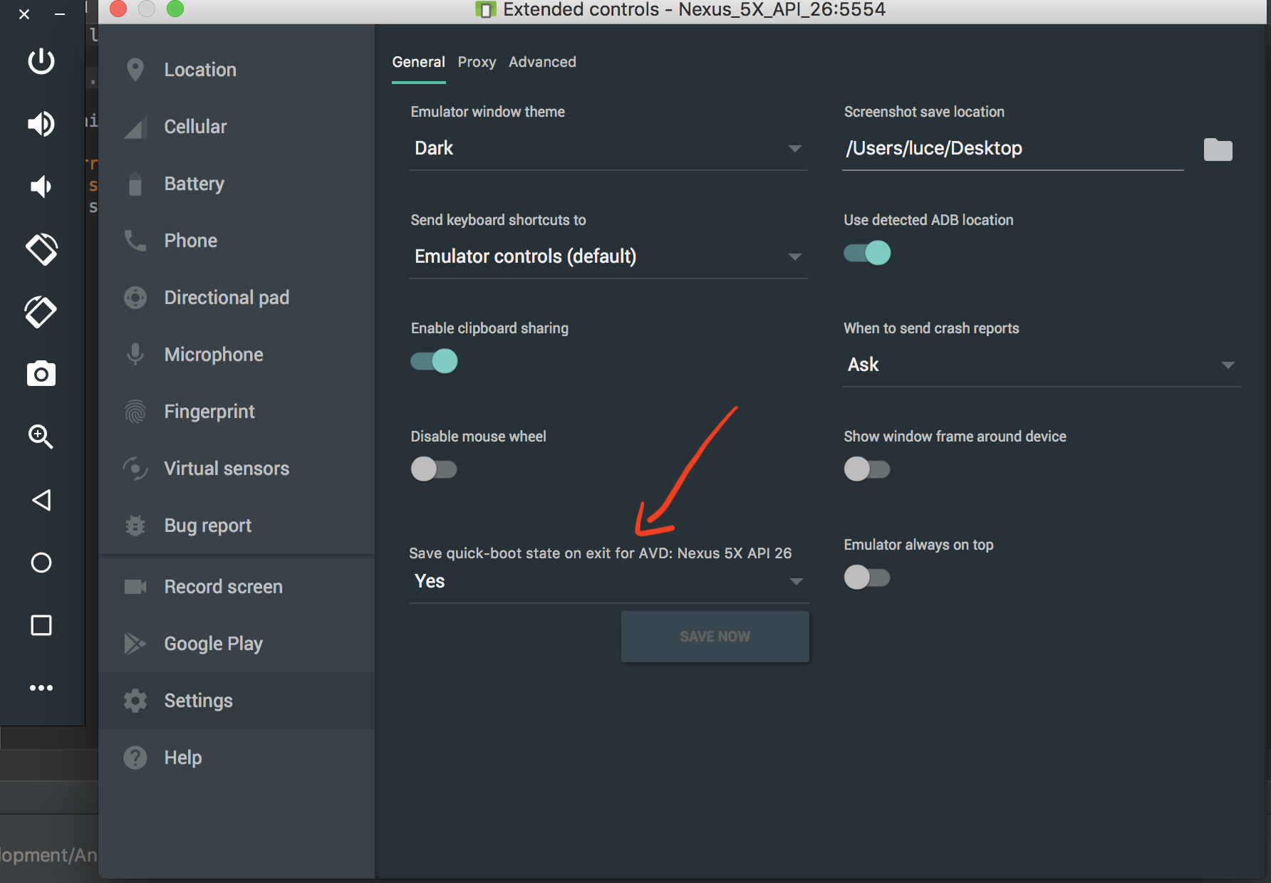 Settings in Android Device Manager showing how to enable Fast Boot